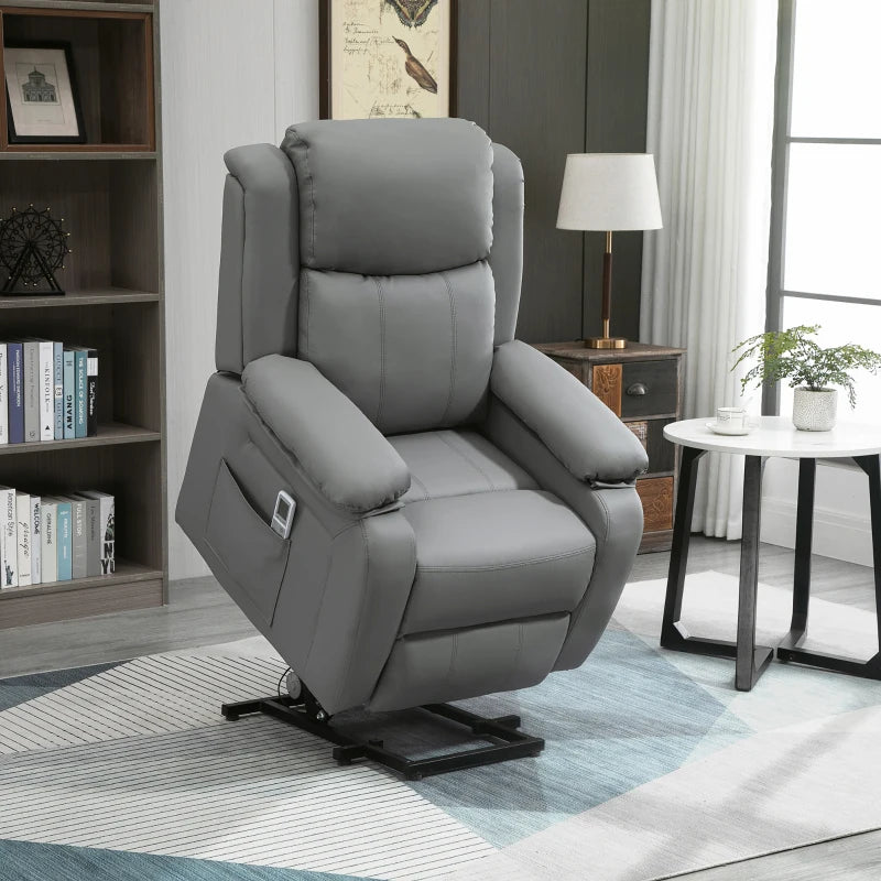 HOMCOM Power Lift Reclining Chair with Remote - Grey