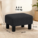 HOMCOM Chic Linen Fabric Foot Stool Ottoman Cube with Legs, Black