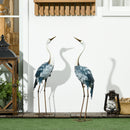 Outsunny Crane Garden Ornaments, 2 PCS Steel Garden Statue Set Multi-Colour
