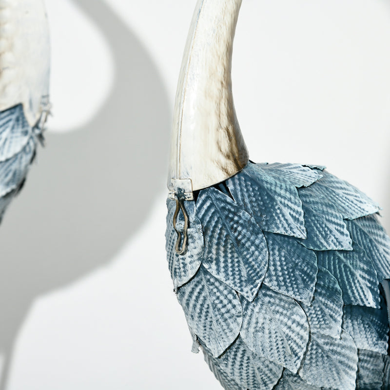 Outsunny Crane Garden Ornaments, 2 PCS Steel Garden Statue Set Multi-Colour