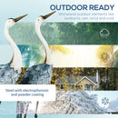 Outsunny Crane Garden Ornaments, 2 PCS Steel Garden Statue Set Multi-Colour