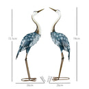 Outsunny Crane Garden Ornaments, 2 PCS Steel Garden Statue Set Multi-Colour