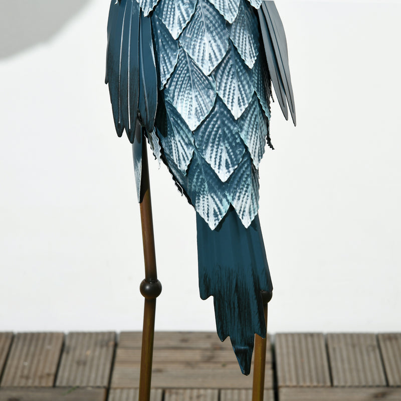 Outsunny Crane Garden Ornaments, 2 PCS Steel Garden Statue Set Multi-Colour