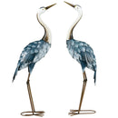 Outsunny Crane Garden Ornaments, 2 PCS Steel Garden Statue Set Multi-Colour