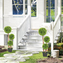 HOMCOM Artificial Plants Boxwood Ball Topiary Trees Set Of 2 Indoor Outdoor