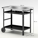 Outsunny BBQ Trolley With Stainless Steel Top, Movable Pizza Table, Black