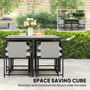 Outsunny 8 Seater Garden Dining Set, Cube Garden Furniture with Cushions