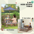 AIYAPLAY Kids Picnic Table, Wooden Kids Garden Furniture With Umbrella