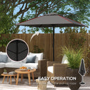 Outsunny Sun Parasol with Vent, Table Umbrella for Patio, Garden, Pool, Grey