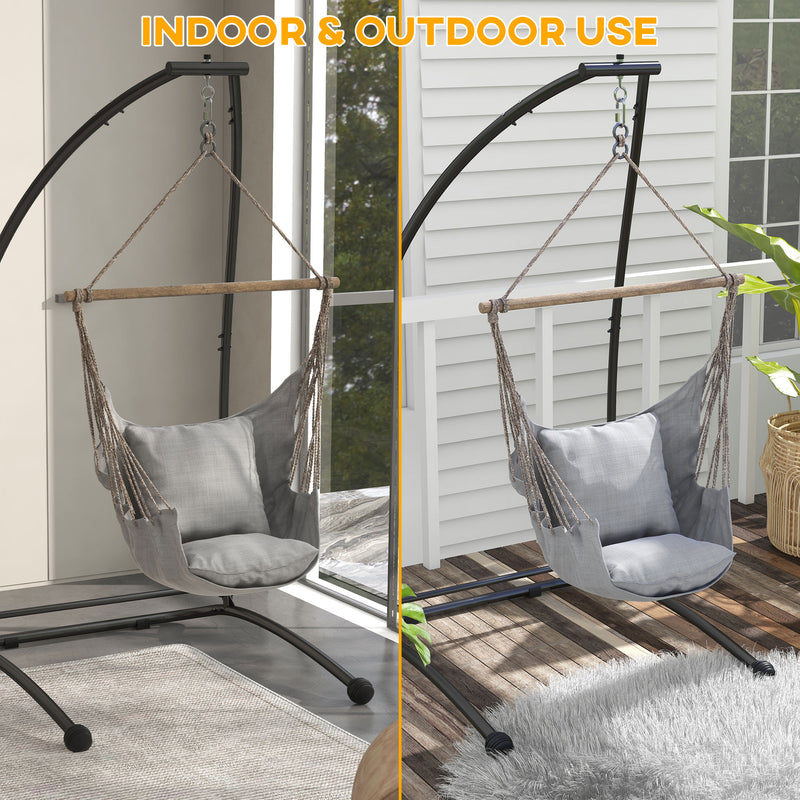 Outsunny Hammock Chair Stand with Metal Frame C Shape Hammock Stand On
