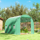 Outsunny Polytunnel Greenhouse With PE Cover, Galvanised Steel Frame, Green