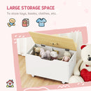 AIYAPLAY Toy Box For Kids, Toy Chest With Wheels And Safety Hinges, White