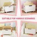 AIYAPLAY Toy Box For Kids, Toy Chest With Wheels And Safety Hinges, White