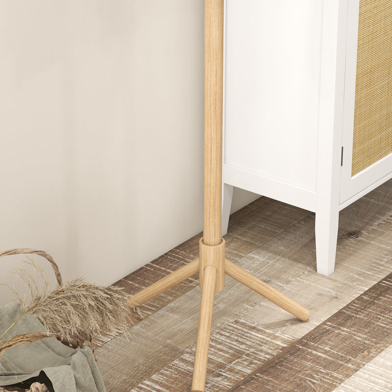 HOMCOM Coat Rack Bamboo Coat Stand With 8 Hooks For Handbags