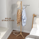 HOMCOM Coat Rack Bamboo Coat Stand With 8 Hooks For Handbags