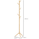 HOMCOM Coat Rack Bamboo Coat Stand With 8 Hooks For Handbags