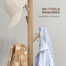 HOMCOM Coat Rack Bamboo Coat Stand With 8 Hooks For Handbags