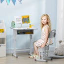 HOMCOM Kids Adjustable Desk and Chair Set - Grey