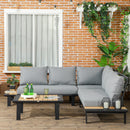 Outsunny 4 PCS Garden Furniture Conversation Set w/ Loveseat Table, Grey
