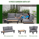 Outsunny 4 PCS Garden Furniture Conversation Set w/ Loveseat Table, Grey