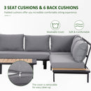 Outsunny 4 PCS Garden Furniture Conversation Set w/ Loveseat Table, Grey