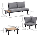Outsunny 4 PCS Garden Furniture Conversation Set w/ Loveseat Table, Grey