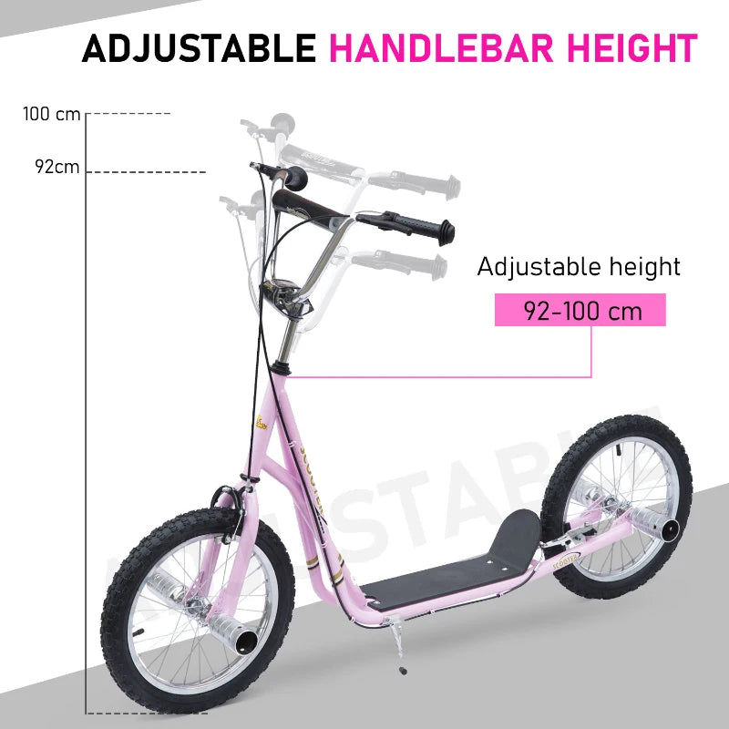 HOMCOM Teen Big Wheel Push Scooter -  Pink