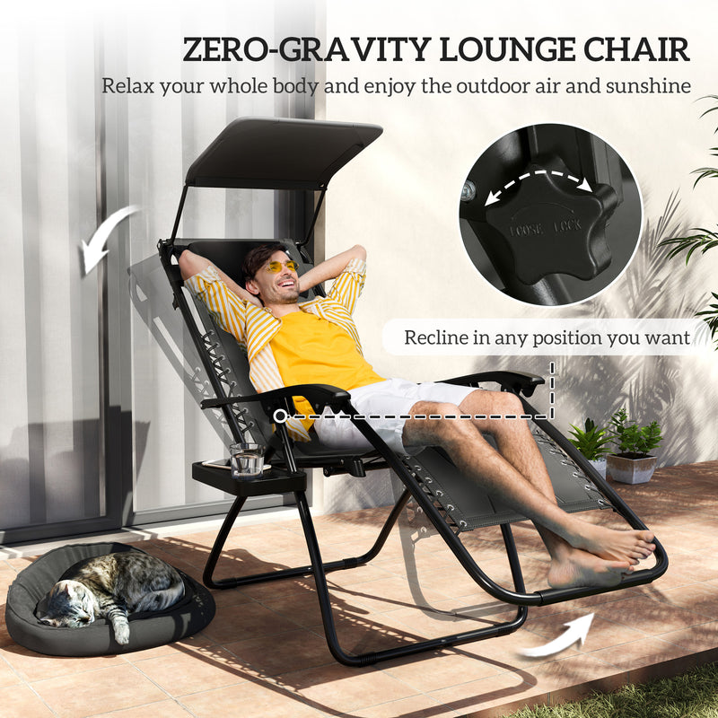 Outsunny 2 Pcs Zero Gravity Lounger Chair, Folding Reclining Chair