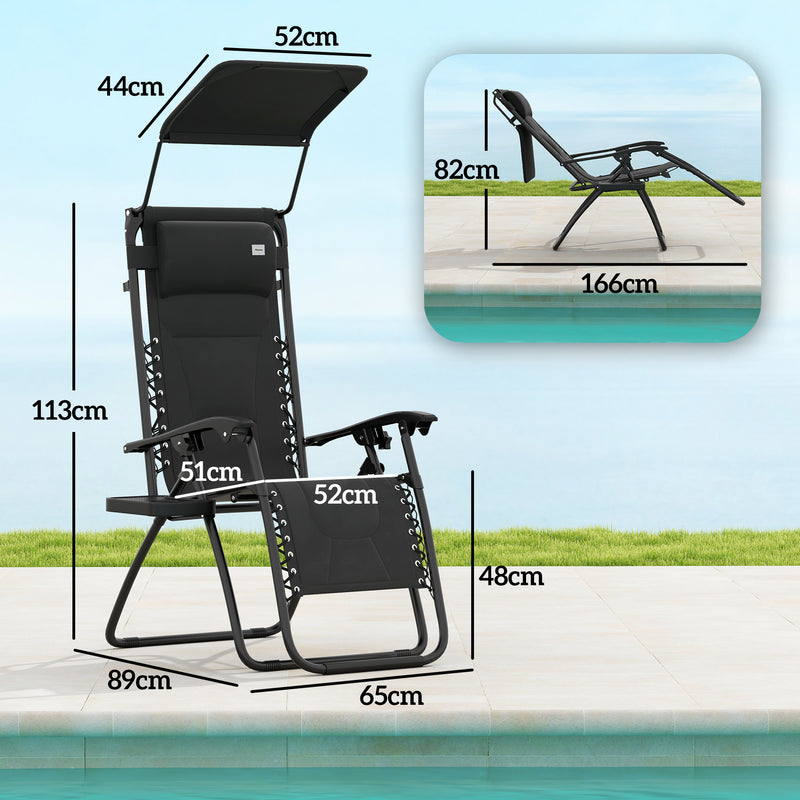 Outsunny 2 Pcs Zero Gravity Lounger Chair, Folding Reclining Chair