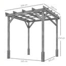 Outsunny 2 x 2m Wooden Pergola Kit, Garden Gazebo Shelter, Grey