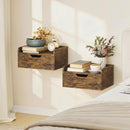 HOMCOM Floating Nightstands Set of 2, Nightstand with Drawer, Rustic Brown