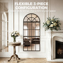 HOMCOM Large Arched Wall Mirror with 3-Piece and Tempered Glass