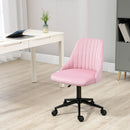 Vinsetto Velvet Office Chair with Adjustable Height and Wheels, Pink