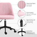 Vinsetto Velvet Office Chair with Adjustable Height and Wheels, Pink
