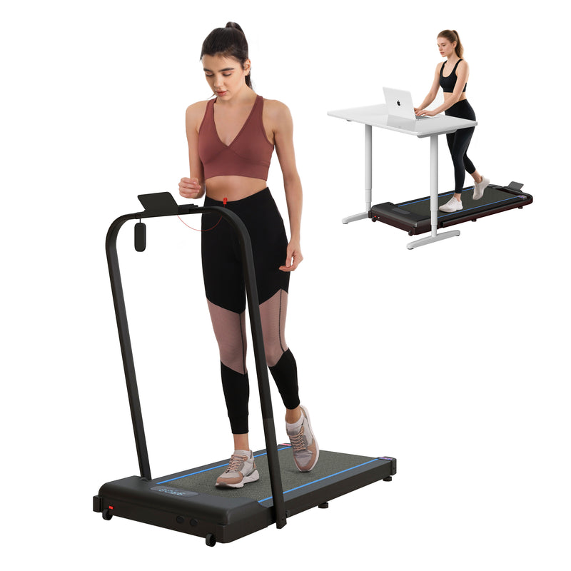 SPORTNOW 2.5HP Folding Treadmill Walking Pad W/ LED Display, No Assembly - Blue/Orange