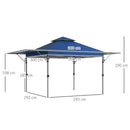 Outsunny 3 x 3(m) Pop Up Gazebo, Instant Shelter with Extend Dual Awning, Blue