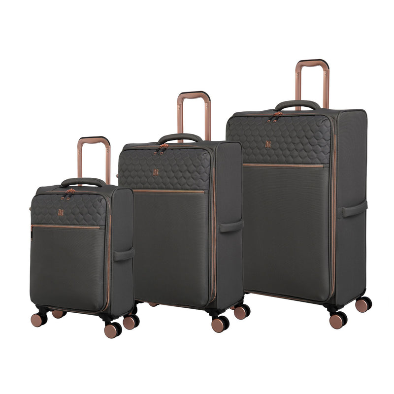 IT Luggage Divinity Grey & Rose Gold 8 Wheel Suitcase