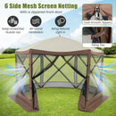 6-sided Pop-up Gazebo Tent Instant Setup Screen House Hub Tent-Coffee