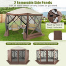 6-sided Pop-up Gazebo Tent Instant Setup Screen House Hub Tent-Coffee