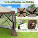 6-sided Pop-up Gazebo Tent Instant Setup Screen House Hub Tent-Coffee