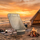 Outsunny Camping Chair Portable With Side Pocket Khaki