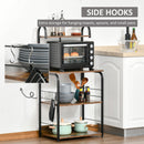 HOMCOM 4-Tier Baker's Rack with Storage, Microwave Stand with 4 Hooks