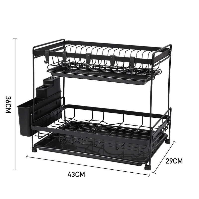 Livingandhome 2 Tier Dish Drying Rack With Drainboards