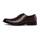 Low-Top Lace-Up Leather Dress Shoes With Pointed Toe - Brown