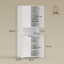 HOMCOM 180cm Tall Kitchen Cupboard, Pantry Storage Cabinet, High Gloss White