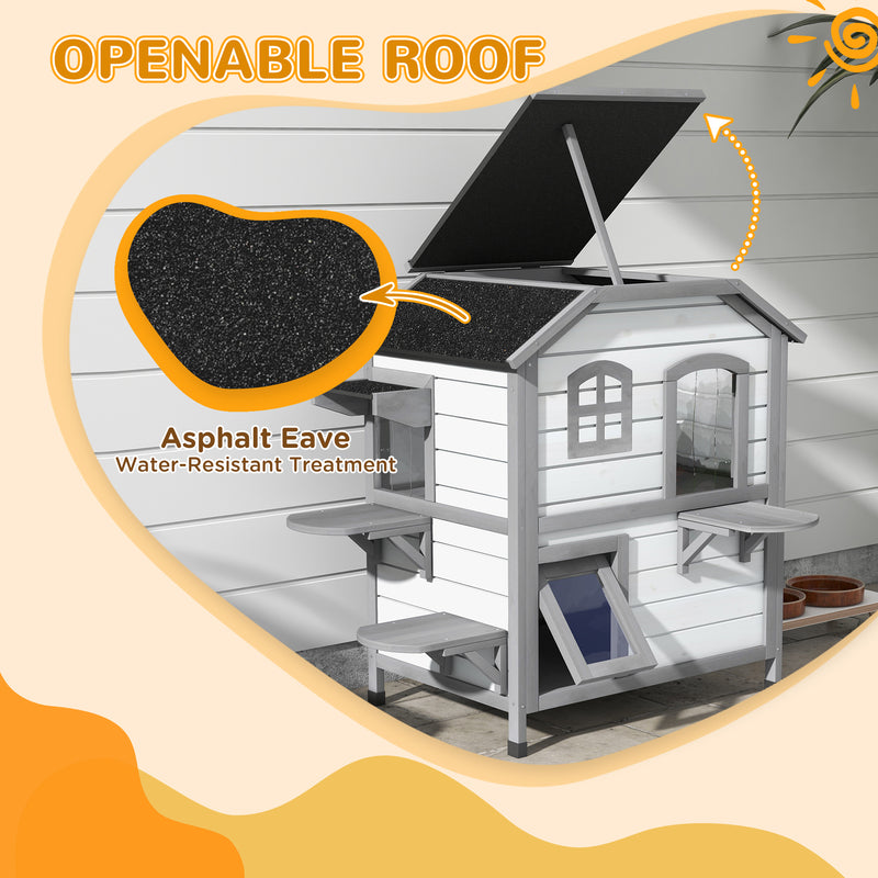 PawHut Kitten Condo With Openable Roof, Catio Enclosure Furniture, White