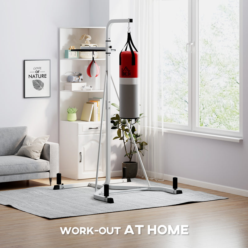 HOMCOM Punchbag & Speedball Boxing Station Frame Freestanding, White