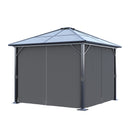 10 x 10FT Metal Frame Hardtop Patio Gazebo with Curtains
