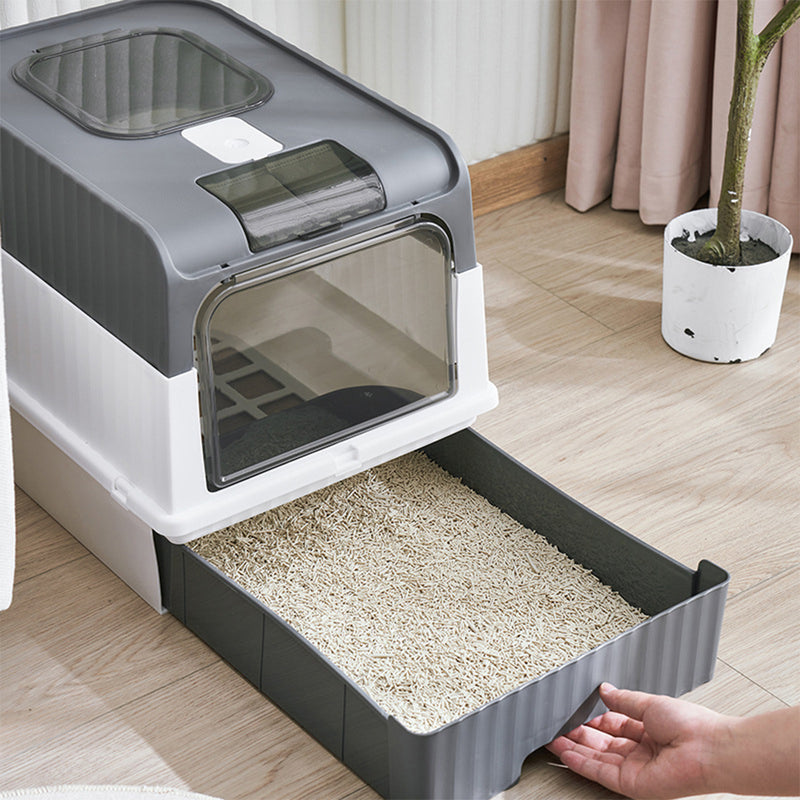 Livingandhome Fully Enclosed Cat Litter Box with UV Sterilization