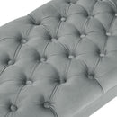Livingandhome Grey Velvet Upholstered Bedroom Bench